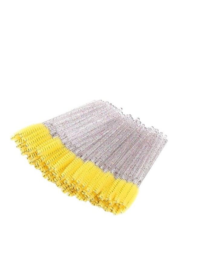 ORiTi ORiTi 50 Pcs Disposable Mascara Brushes Crystal Eyelash Wands Mascara Applicator Spooly for Eyelashes (Crystal-Yellow)  - Image 2