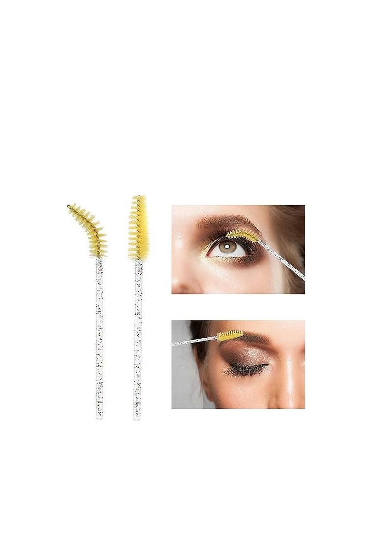 ORiTi ORiTi 50 Pcs Disposable Mascara Brushes Crystal Eyelash Wands Mascara Applicator Spooly for Eyelashes (Crystal-Yellow)  - Image 3