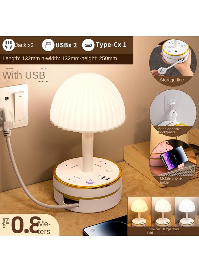 Table Lamp Socket Integrated Bedside Lamp LED Dormitory Bedroom College Students Multi-functional Desktop Plug-in Ins High Color Value
