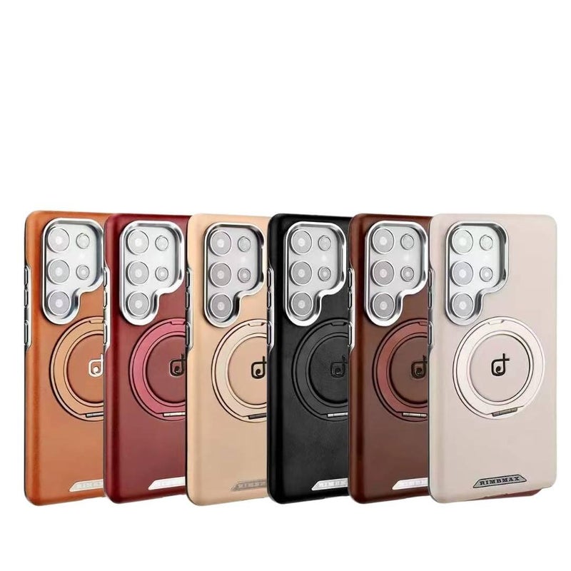MagSafe Samsung Galaxy S24 Leather Case Texture with Kickstand and Texture in Desert Gold with Lightweight Carry - Image 2