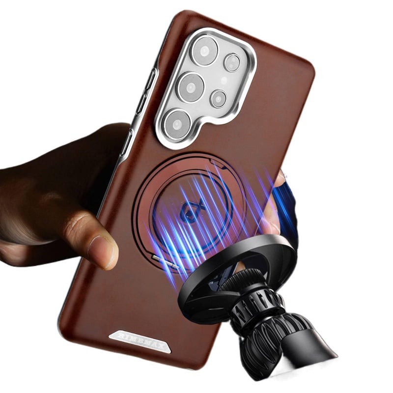 MagSafe Samsung Galaxy S24 Leather Case Texture with Kickstand and Texture in Desert Gold with Lightweight Carry - Image 5