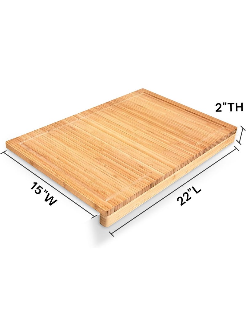 Premium bamboo cutting board with juice groove - Extra large 22x15 inch cutting board for the kitchen - Natural wood cutting surface for meat, vegetables, and food preparation. - Image 3