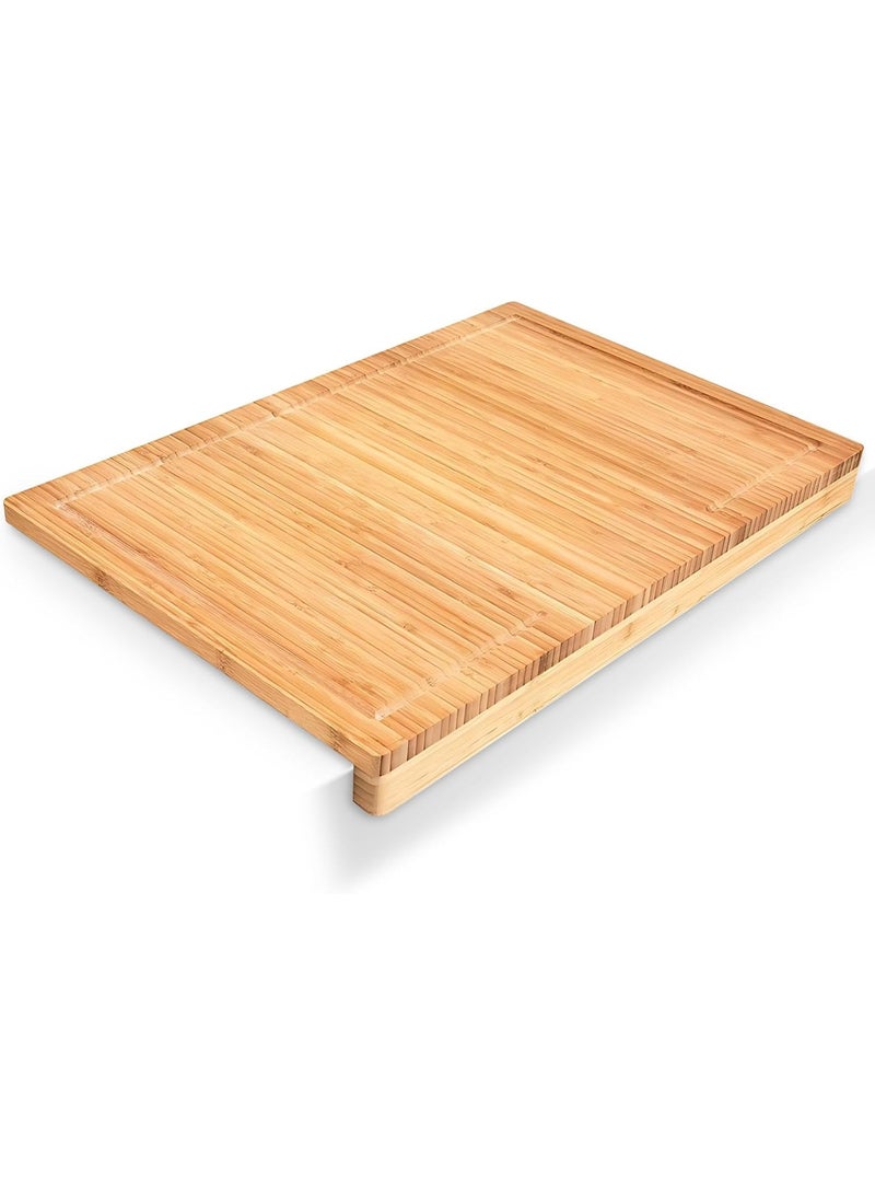 Premium bamboo cutting board with juice groove - Extra large 22x15 inch cutting board for the kitchen - Natural wood cutting surface for meat, vegetables, and food preparation. - Image 1
