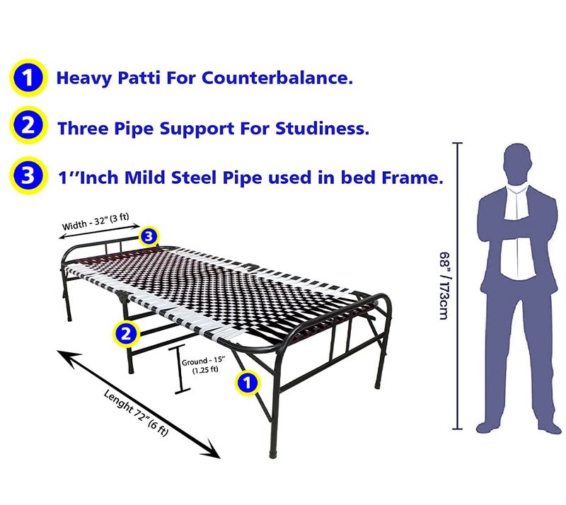 LUSTER Magic Bed Portable Bed Folding Bed Folding Bed Single Folding Bed for Kids Folding Bed for Sleeping Single Bed FrameBlack White - Image 2
