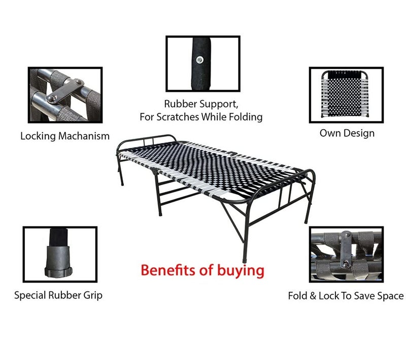 LUSTER Magic Bed Portable Bed Folding Bed Folding Bed Single Folding Bed for Kids Folding Bed for Sleeping Single Bed FrameBlack White - Image 3