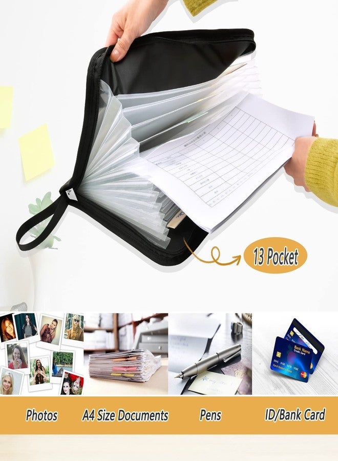 ZZKKO Music Note 13 Pockets Expanding File Folder with Sticky Labels Accordion File Folder Document Organizer Letter Size A4 Papers Expandable File Keeper Black - Image 5