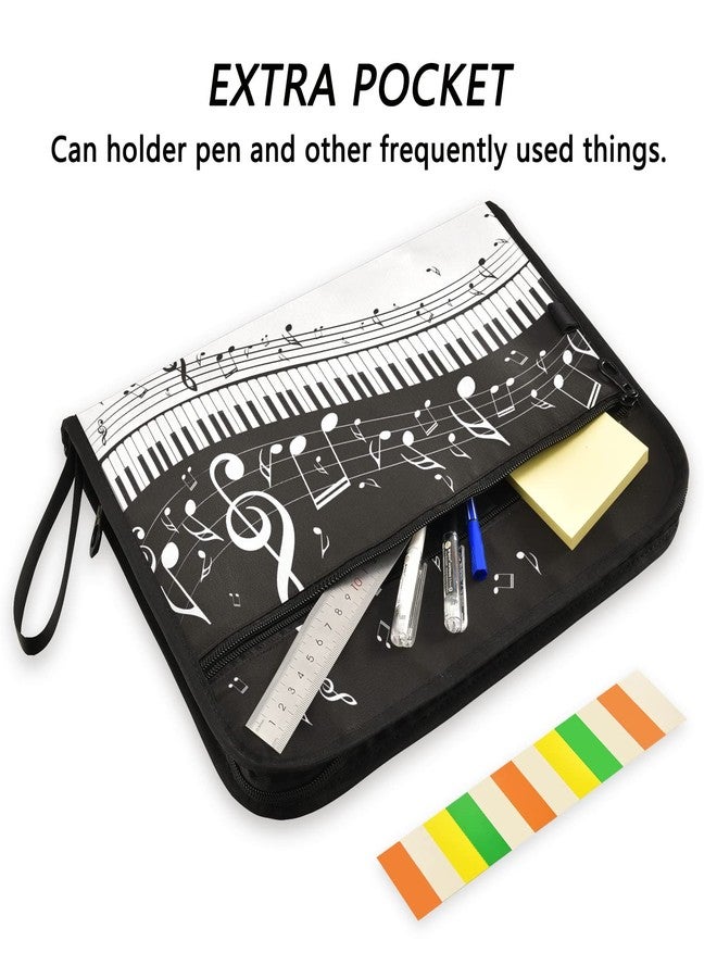ZZKKO Music Note 13 Pockets Expanding File Folder with Sticky Labels Accordion File Folder Document Organizer Letter Size A4 Papers Expandable File Keeper Black - Image 2
