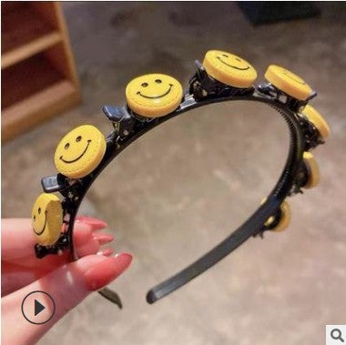 Generic Korean childrens hair accessories girls pressure hair hoop cute baby broken hair hoop hair clip hairpin does not hurt headdress Smiley (individually packaged) 
