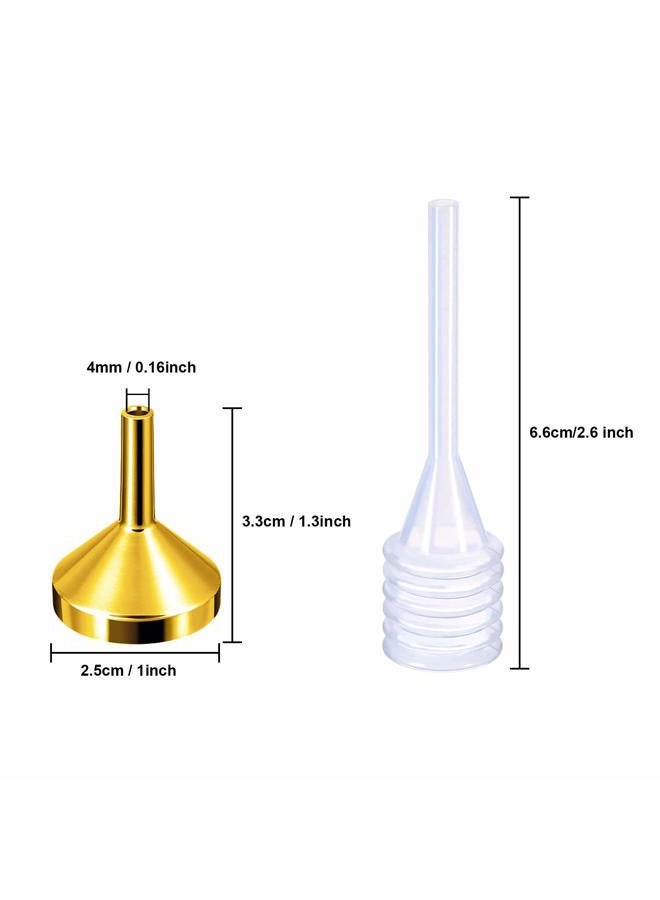 TecUnite 10 Pack Small Metal Funnels with 2 Pack Mini Pipette for Filling Small Mini Bottles or Containers, Atomizers, Perfume, Liquid (Silver and Gold) - Image 2