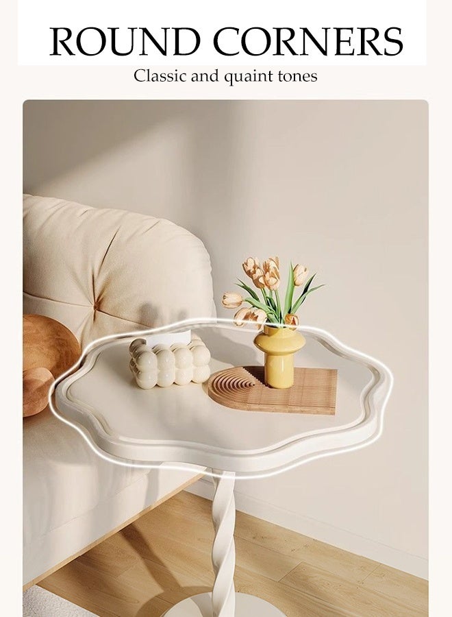 Spides Sofa Side Table Flower Shaped Desktop Design Couch Side Table Sturdy PP Material Coffee Table Sitting Chair End Table Space Saving Modern Accent Snack Side Table for Living Room Bedroom Home Office and Corners - Image 4