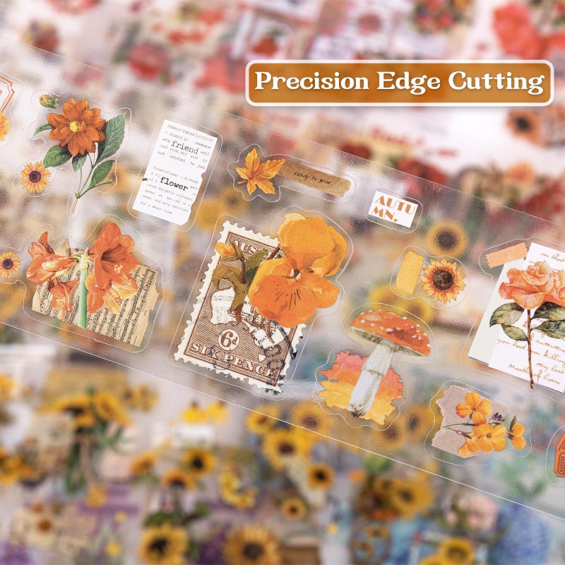 RISYPISY 48 sheets/555pcs Journaling Stickers Vintage Floral Botanical Scrapbook Sticker Small Transparent Cottage core Waterproof Decals for Planner, Bullet Journal, Card Making, Collage - Image 3