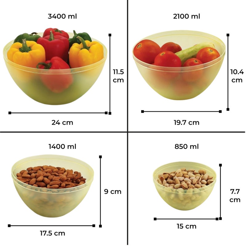 Moltres - Elite Bowl Set of 4 - Durable Plastic - Modern & Stylish - Easy to Clean - Perfect for Serving soups, Salads, Cereals, Snacks, or for Meal prepping and Mixing (Multicolor) - Image 2