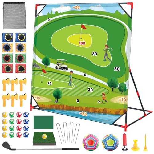 Learn2M Golf Game Play Set for Kids Golf Chipping Games with Sticky Golf Balls Darts Soccer Balls  Bean Bags Fun Outdoor Lawn Beach Backyard Party Activities for Teens Adults - Image 1