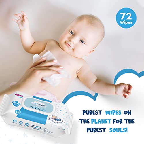 Adore Baby Water Wipes - 99.9% Paani Wipes for Baby, PH Balanced, Unscented & Skin Friendly With Sensitive Skin - 72 Count, Water Wipes, Pack Of 2 - Image 4