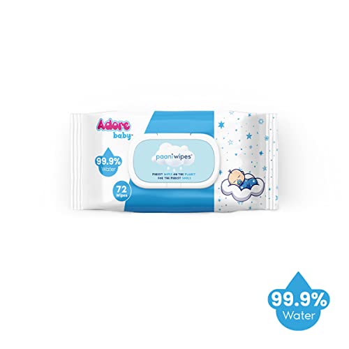 Adore Baby Water Wipes - 99.9% Paani Wipes for Baby, PH Balanced, Unscented & Skin Friendly With Sensitive Skin - 72 Count, Water Wipes, Pack Of 2 - Image 3