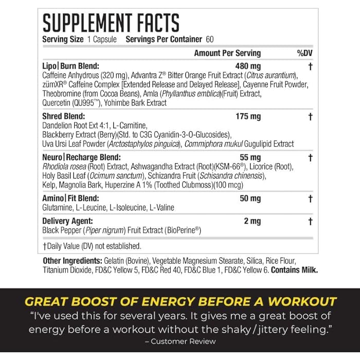 LIPORUSH NDS Nutrition XT - Super Concentrated Thermogenic with L-Carnitine & Teacrine for Shredding Fat - Supports Maximum Energy, Focus, Calorie Burning, Diuretic, Appetite Control (60 Capsules) - Image 2