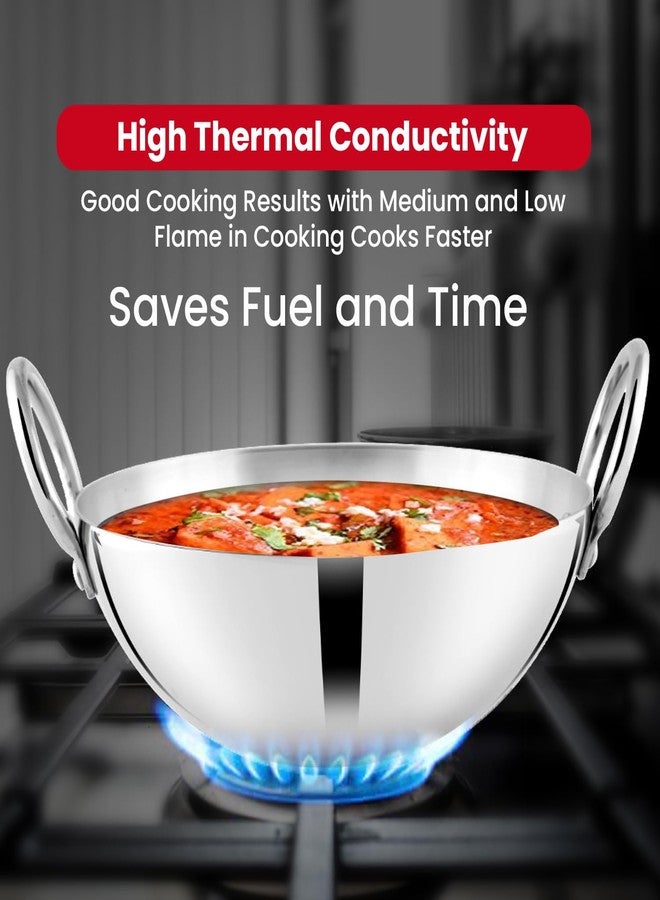 SHAPES Stainless Steel Premium 430 Grade Plain kadhai Heavy Weight, 24 cm I Heavy Gauge I Serverware & Cookware I Without lid I Induction Compatible - Image 5
