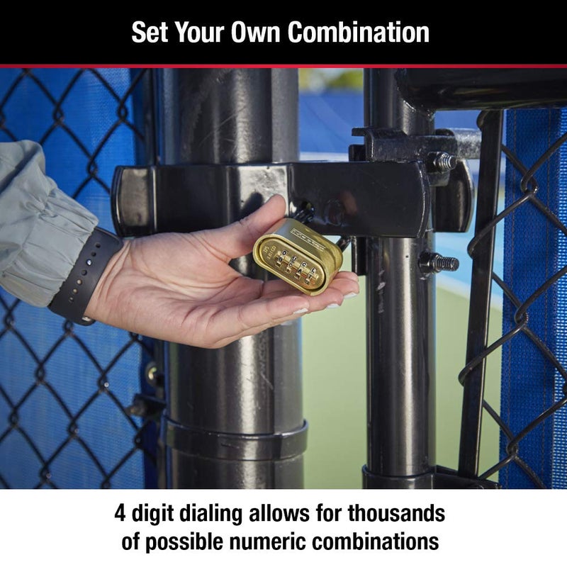 Master Lock Brass Combination Lock, Gate Lock for Outdoor Fence or Shed, Customizable Combination Padlock with Extended 2-1/4-Inch-Long Shackle, 175DLH - Image 2