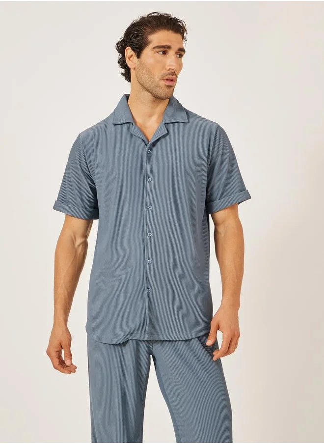 Styli Styli Textured Ribbed Knit Relaxed Fit Shirt and Pants Co-Ords