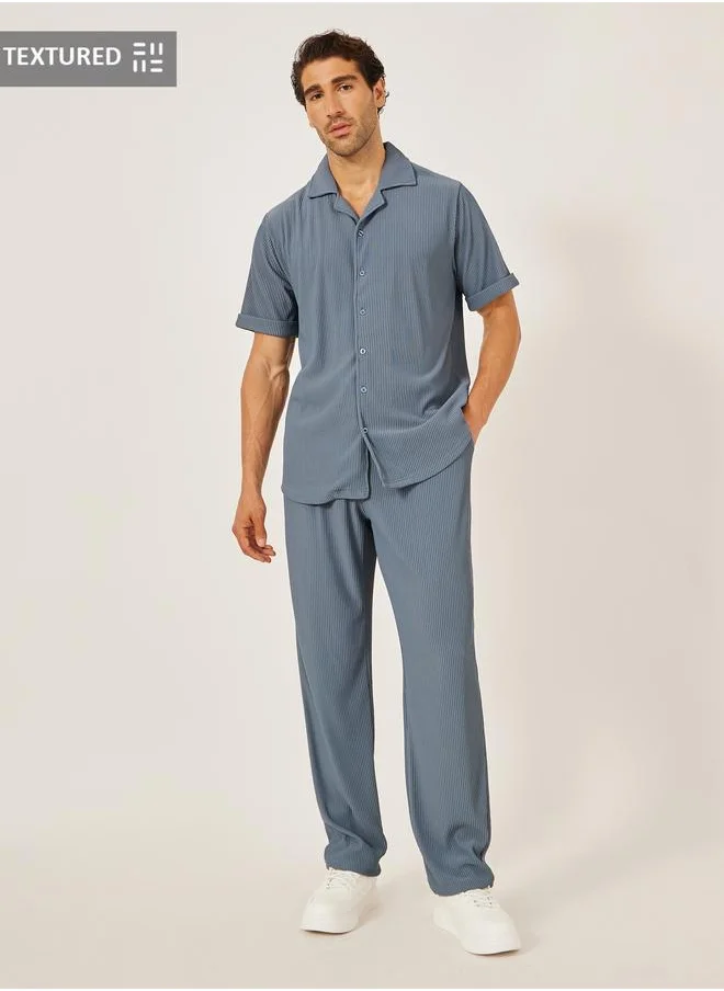 Styli Styli Textured Ribbed Knit Relaxed Fit Shirt and Pants Co-Ords