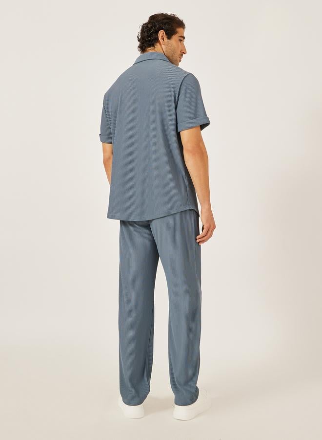 Styli Styli Textured Ribbed Knit Relaxed Fit Shirt and Pants Co-Ords - Image 4