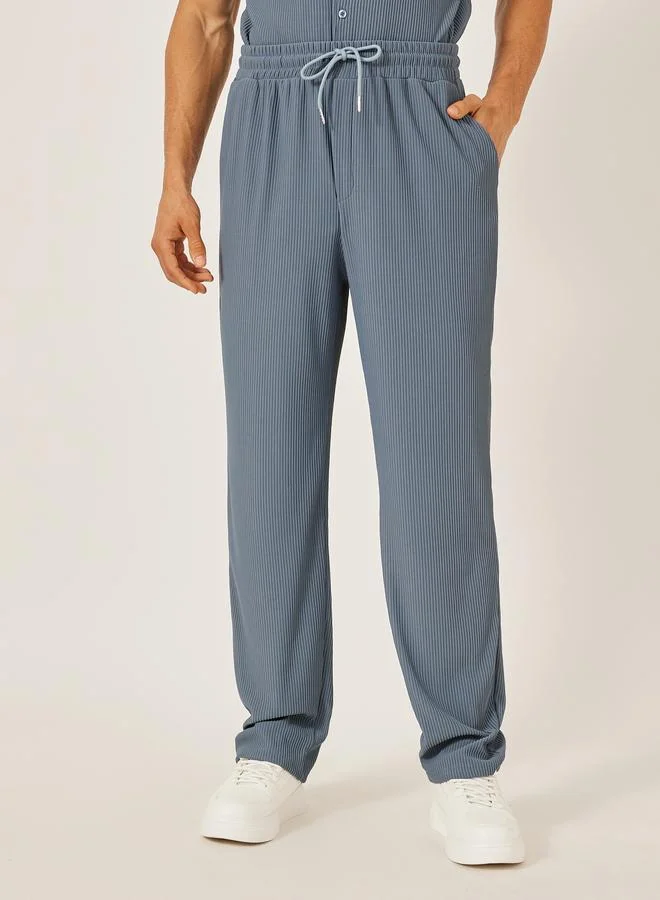 Styli Styli Textured Ribbed Knit Relaxed Fit Shirt and Pants Co-Ords
