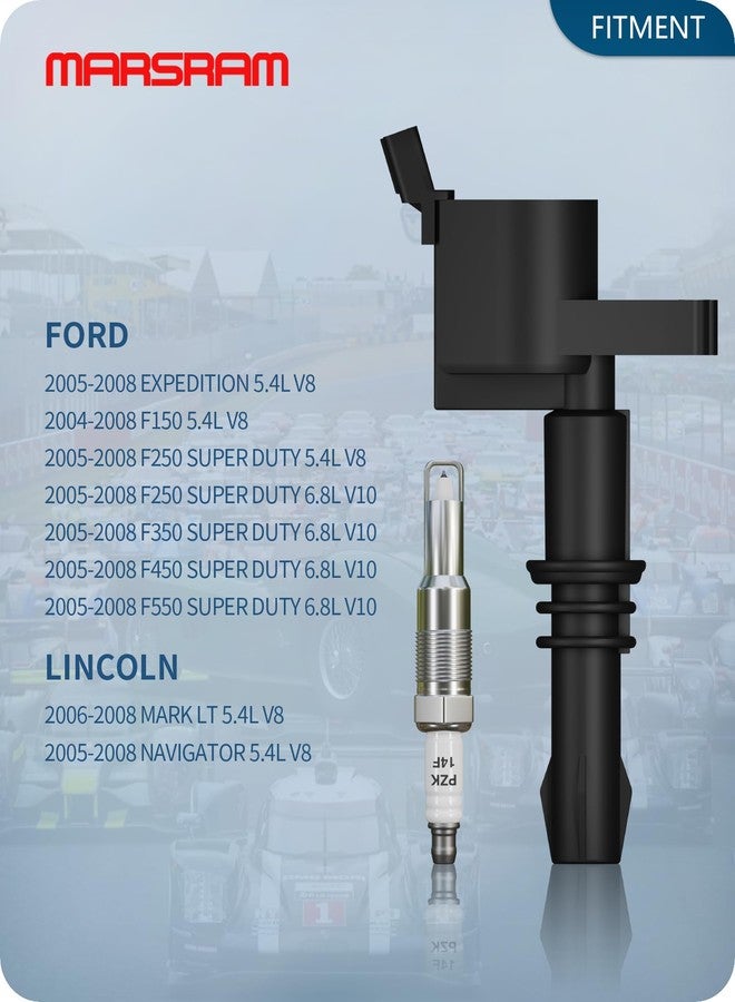 Marsram مجموعة ملفات إشعال Marsram FD508 وشمعات إشعال إيريديوم، مناسبة لسيارات فورد إكسبيديشن F150 F250 F350 F450 F550 سوبر ديوتي موديلات 2005-2008 بمحركات V8 وV10 سعة 5.4 لتر و6.8 لتر، ولينكولن نافيجيتور مارك 5.4 لتر (DG511 SP515). 8 مجموعات - Image 2