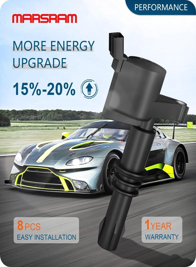 Marsram مجموعة ملفات إشعال Marsram FD508 وشمعات إشعال إيريديوم، مناسبة لسيارات فورد إكسبيديشن F150 F250 F350 F450 F550 سوبر ديوتي موديلات 2005-2008 بمحركات V8 وV10 سعة 5.4 لتر و6.8 لتر، ولينكولن نافيجيتور مارك 5.4 لتر (DG511 SP515). 8 مجموعات - Image 3