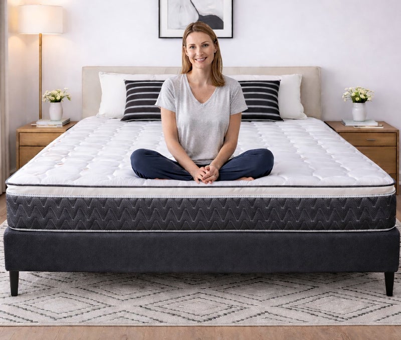 ريكسال هوم مرتبة Rexal Home Supreme Pillow Top بنظام النوابض بونيل – سماكة 25 سم، قماش محبوك، عزل الحركة ودعم متوسّط الصلابة، مقاس 190 × 120 سم - Image 3