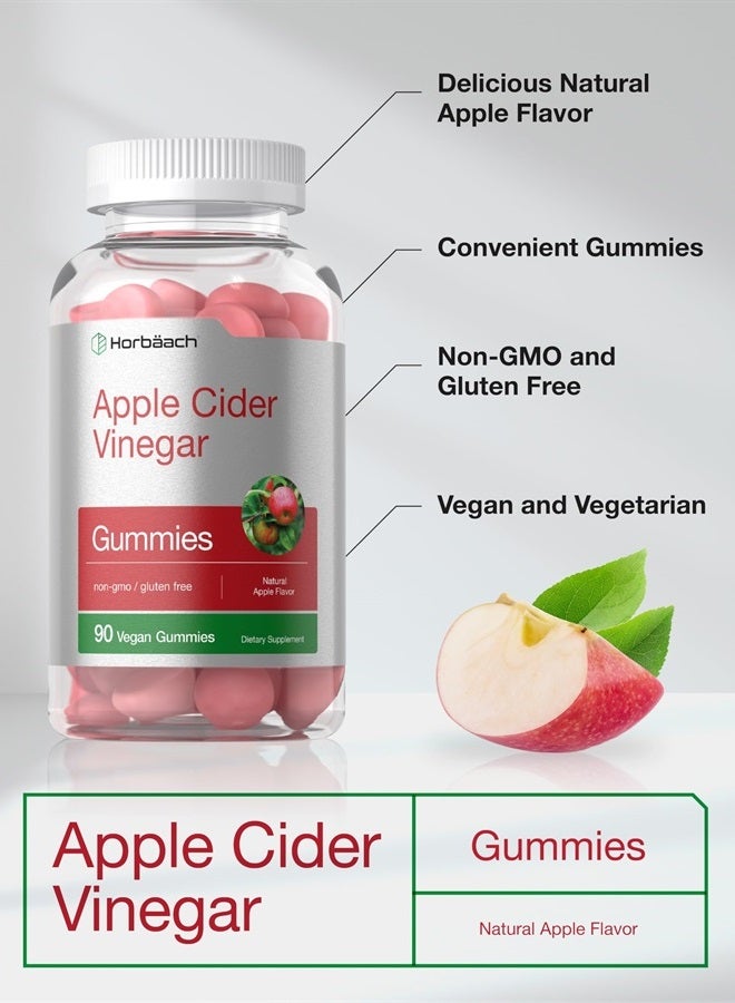 Horbaach Vegan Apple Cider Vinegar Gummies | 90 Count | ACV Supplement | Apple Flavor | Non-GMO, Gluten Free Gummies for Adults - Image 4