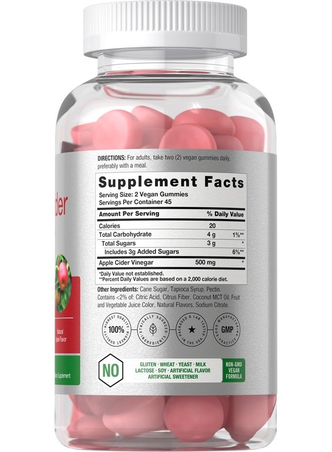 Horbaach Vegan Apple Cider Vinegar Gummies | 90 Count | ACV Supplement | Apple Flavor | Non-GMO, Gluten Free Gummies for Adults - Image 2