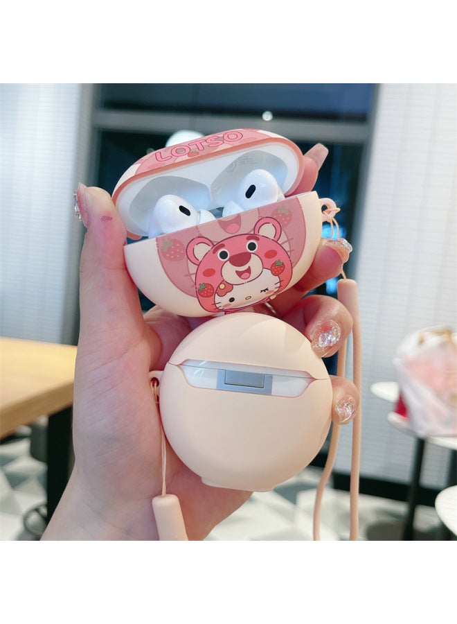 Loquat For HuaweiFreebuds Pro3/2 Wireless Bluetooth Headset Cartoon Creative Se3/4i/5i/Pro Soft-Color:Soft Shell + Lanyard-gray Bear Head-Model:For HuaweiFreebuds 5i (protective Sleeve) - Image 5