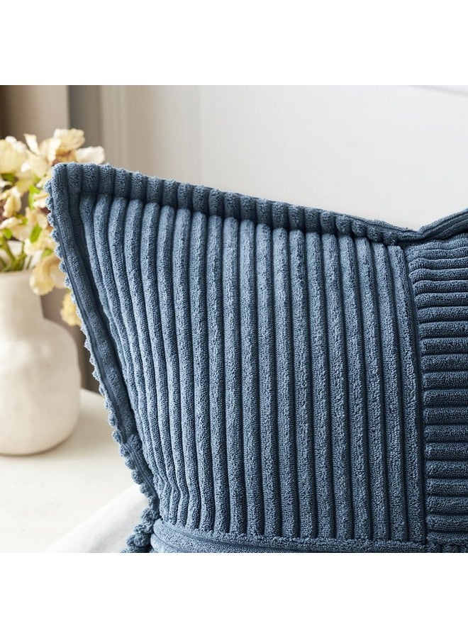 MIULEE MIULEE Blue Corduroy Pillow Covers 20x20 inch with Splicing Set of 2 Super Soft Boho Striped Pillow Covers Broadside Decorative Spring Textured Throw Pillows for Couch Cushion Bed Livingroom  - Image 5
