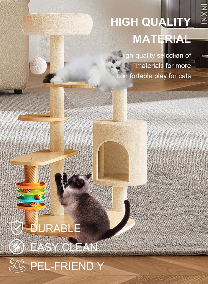 Kidle Wooden Pet Cat Climbing Frame Cat Tree Toy With Cat House Cat Jumping Platform Claw Sharpening Cat Scratching Post 50*40*116cm - Image 5