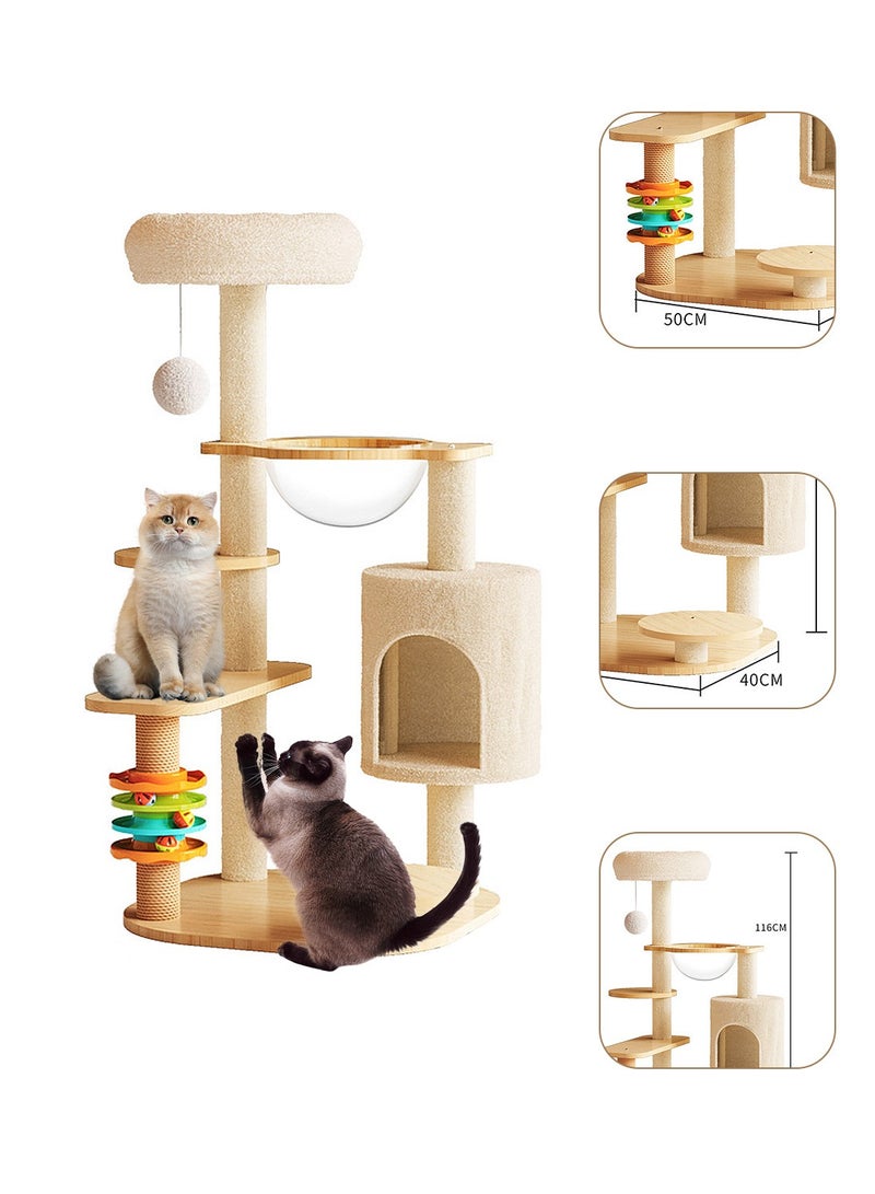 Kidle Wooden Pet Cat Climbing Frame Cat Tree Toy With Cat House Cat Jumping Platform Claw Sharpening Cat Scratching Post 50*40*116cm - Image 4