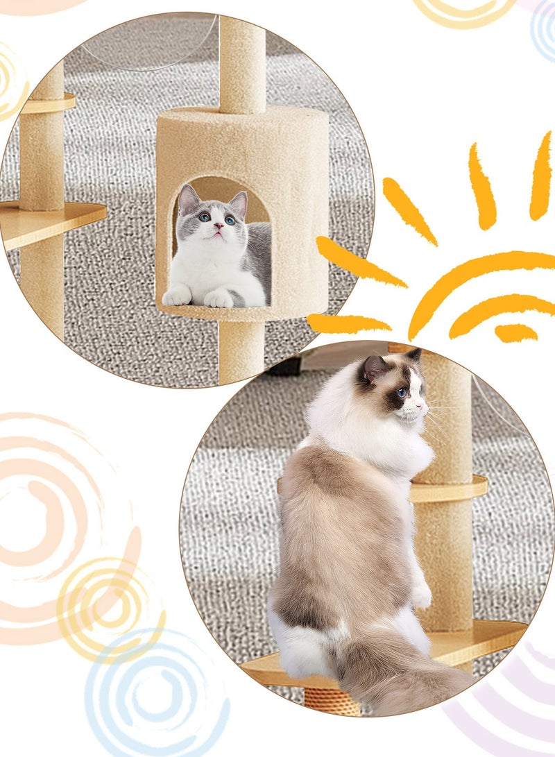 Kidle Wooden Pet Cat Climbing Frame Cat Tree Toy With Cat House Cat Jumping Platform Claw Sharpening Cat Scratching Post 50*40*116cm - Image 2
