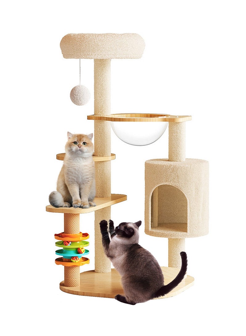 Kidle Wooden Pet Cat Climbing Frame Cat Tree Toy With Cat House Cat Jumping Platform Claw Sharpening Cat Scratching Post 50*40*116cm - Image 1