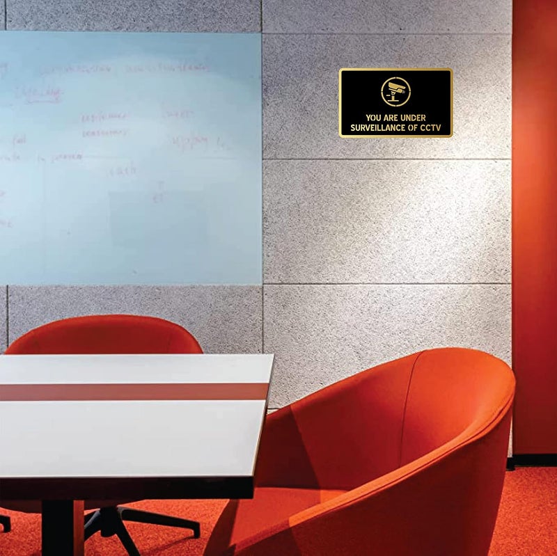 Vertical Root Inc ® |You Are Under Surveillance Of CCTV Black Gold Self adhesive Sign 5.5 inch by 9 inch, Mall Business Stores Cafe Shop Hospital School Office Hotel corporate - Image 2