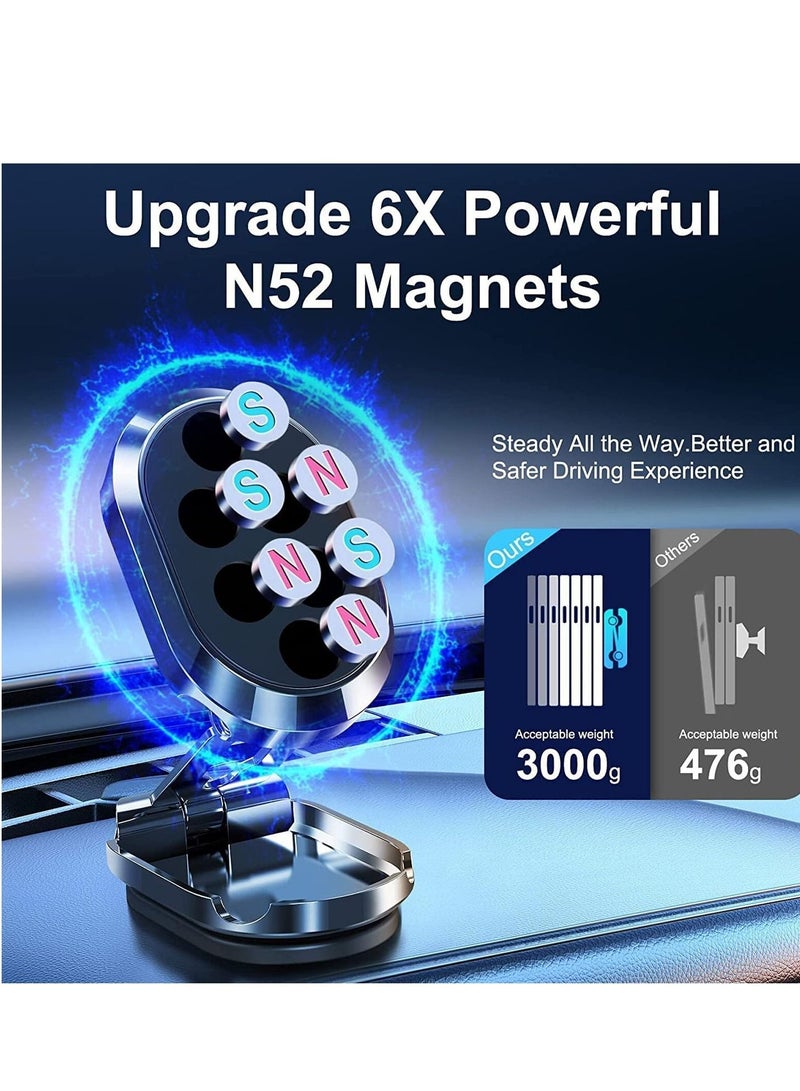 SYOSI Folding Magnetic Phone Holder,【Super Magnet】【with 2 Metal Plates】 Car Magnetic Phone Holder,【360° Rotation】 Universal Dashboard Car Holder fit for iPhone,Samsung and Other Phones (Silver) - Image 3