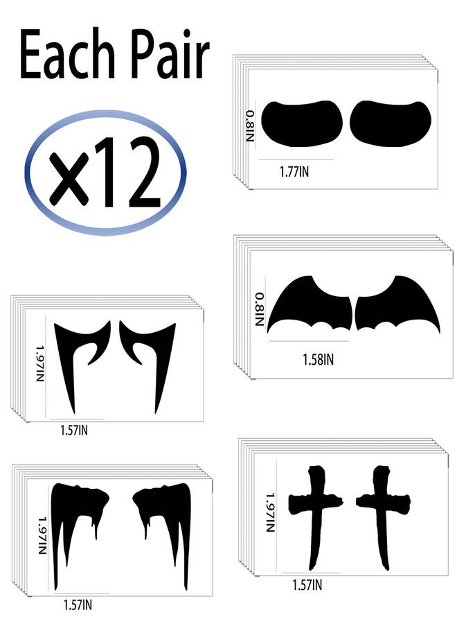 LILITURF 60 Pairs Eye Black Temporary Tattoos, Sports Face Eye black Temporary Tattoos for Baseball Football Softball Themed Party Birthday Party Supplies (Mixed2) - Image 2