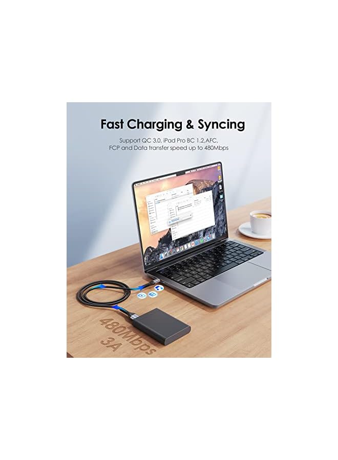 Lention كابل نوع C 9V/3A للشحن السريع (عبوة 2 - 3.3 قدم + 3.3 قدم)، كابل شاحن LENTION USB A إلى USB C بقوة 27W متوافق مع سامسونج جالاكسي S10 S10E S9 S8 بلس نوت 10 9 8، موتو Z، LG G8/G7، المزيد (رمادي) - Image 3