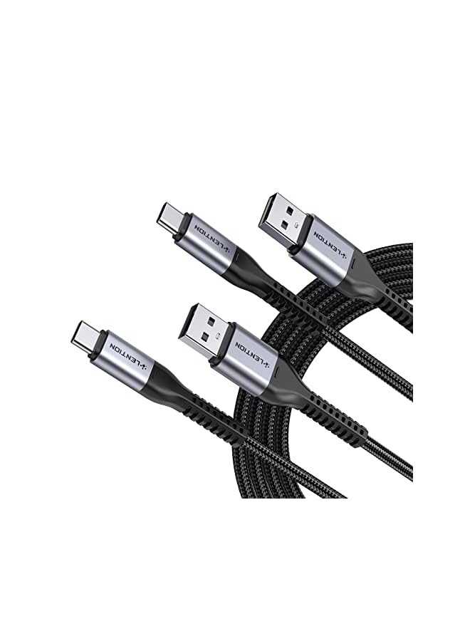 Lention كابل نوع C 9V/3A للشحن السريع (عبوة 2 - 3.3 قدم + 3.3 قدم)، كابل شاحن LENTION USB A إلى USB C بقوة 27W متوافق مع سامسونج جالاكسي S10 S10E S9 S8 بلس نوت 10 9 8، موتو Z، LG G8/G7، المزيد (رمادي) - Image 2