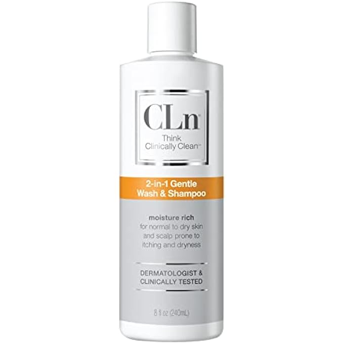 CLnÂ® 2-in-1 Gentle Wash & Shampoo- Multi-functional Cleanser for Skin & Scalp Prone to Irritation, Flaking, Itching, Dryness & Razor Bumps, Fragrance-Free & Paraben-Free, 8 fl. oz.