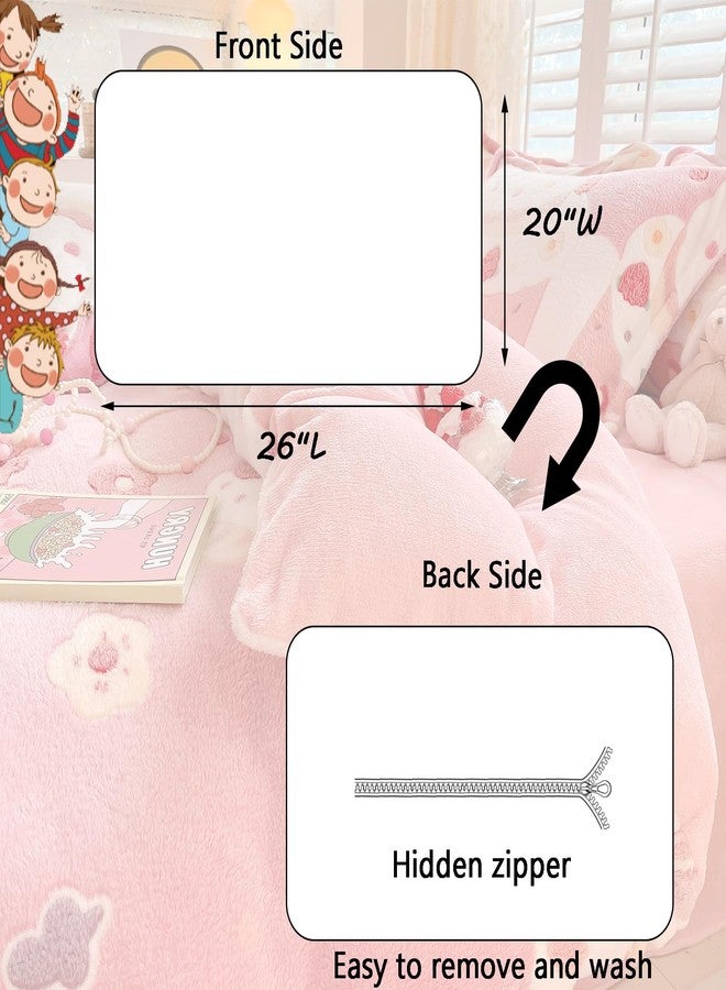 MorroMorn Decorative Pillows Covers Pink Kawaii, 2 Packs Plush Pillow Cases Standard Size, Soft Furry Throw Pillowcase Cushion Shams with Zipper Closure Girls Room Decor (Cream Cake, Standard) - Image 3