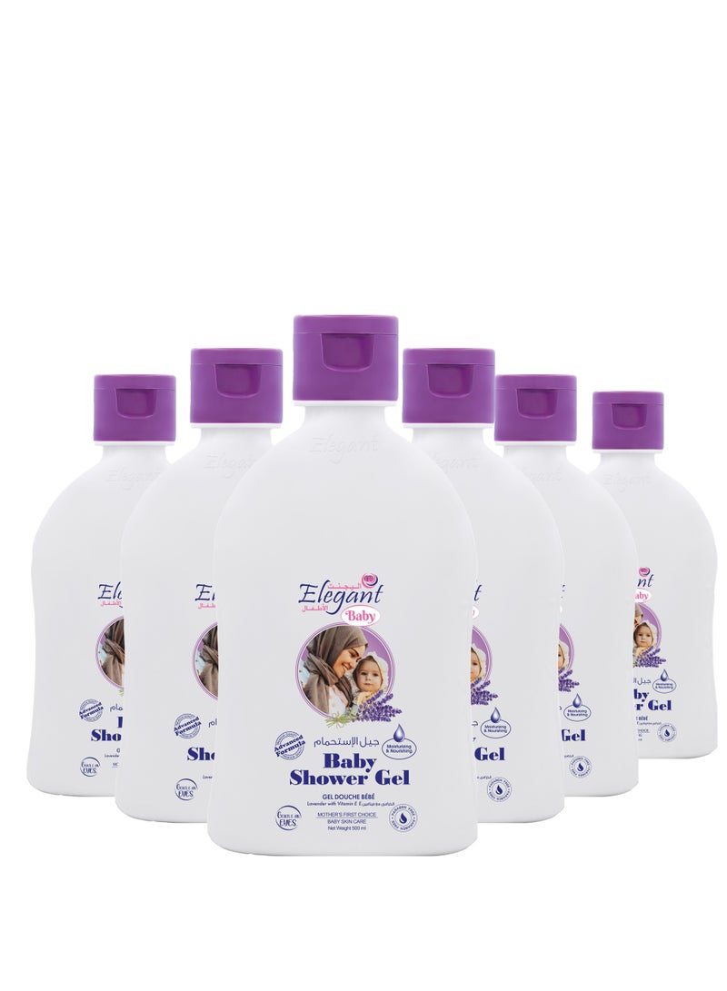 Elegant Elegant Lavender Baby Shower Gel 500ml Pack of 6 