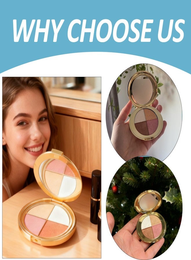 TRTYEF Eye & Cheek Palette - 4-in-1 Highlighter and Blush Palette, Travel-Friendly Compact Makeup Palette for Glow, Long-Lasting Blendable Shades - Image 4
