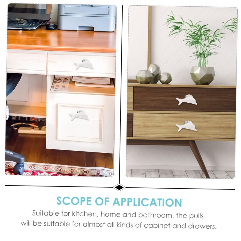 2Pcs White Ceramic Dolphin Cabinet Handles Drawer Pulls For Kitchen Bathroom - Image 4
