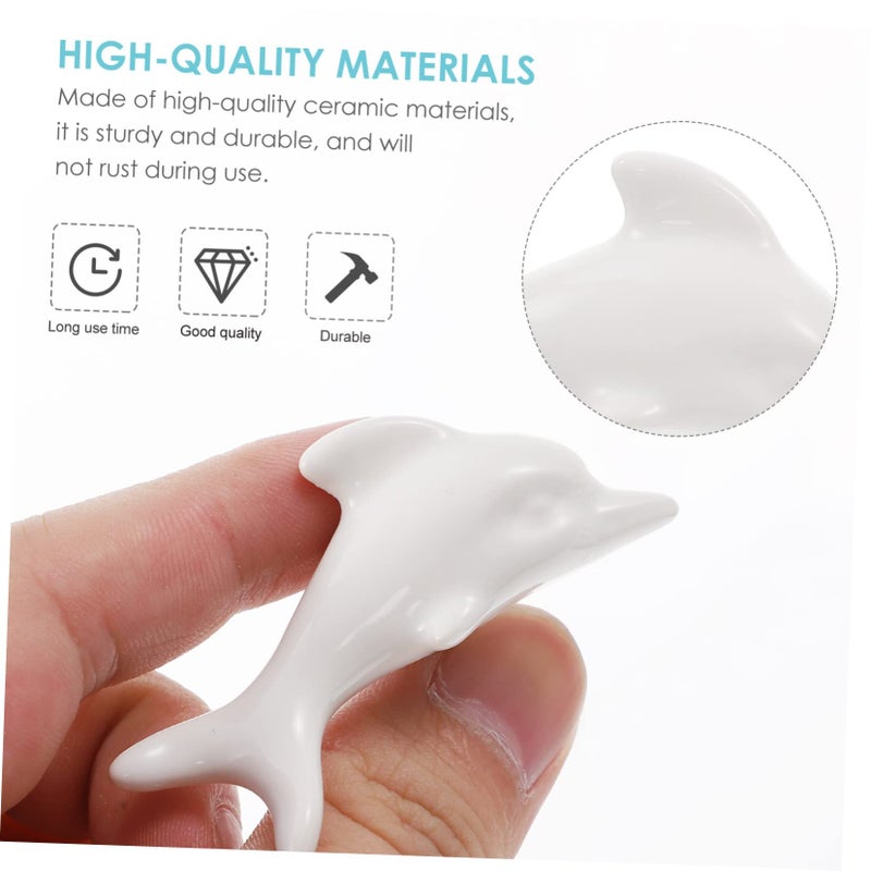 2Pcs White Ceramic Dolphin Cabinet Handles Drawer Pulls For Kitchen Bathroom - Image 3