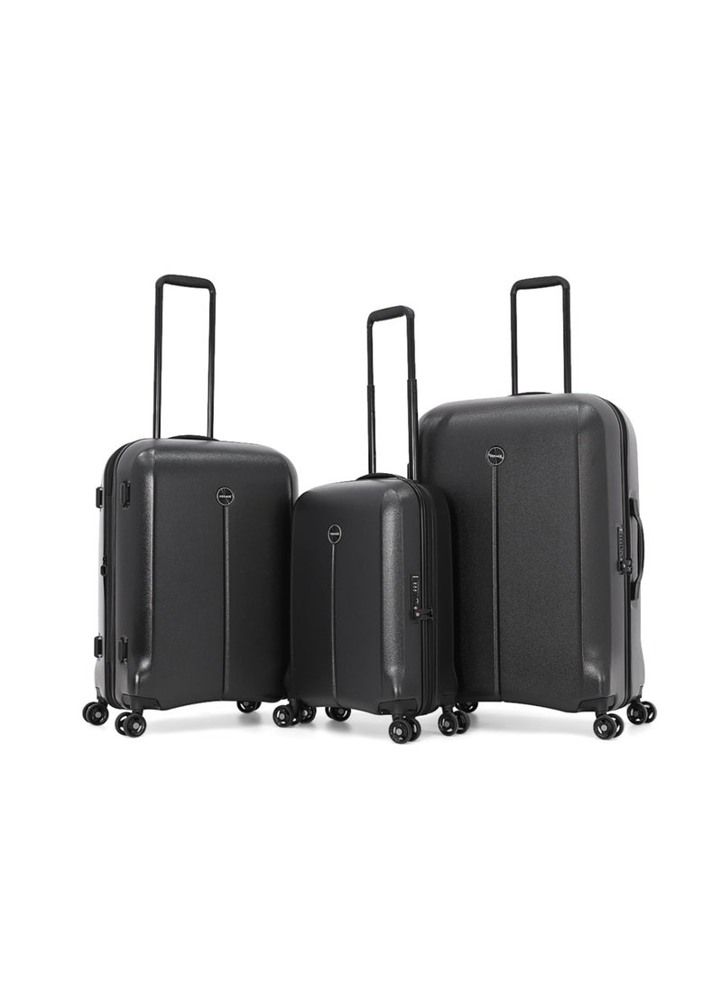 Verage  حقيبة سفر صلبة بعجلات، مجموعة من 3 قطع مع عجلة دوارة مزدوجة، باللون الأسود (S-20 بوصة، M-24 بوصة، L-28 بوصة) - Image 1