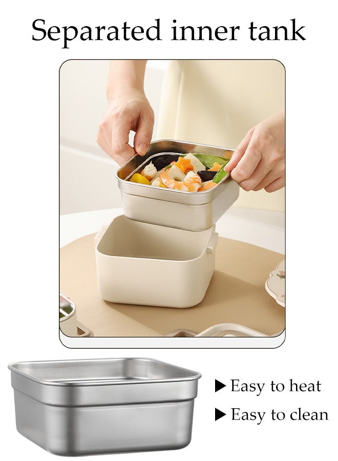 DUNISO Stainless Steel Lunch Box 1.4L Double Layered Bento Box with Sealed Silicone Cover Portable Large Capacity Leak Proof Lunch Box with Handle Meal Prep Container Food Storage Box for School Office Camping Outdoor， Microwaveable Safe - Image 2
